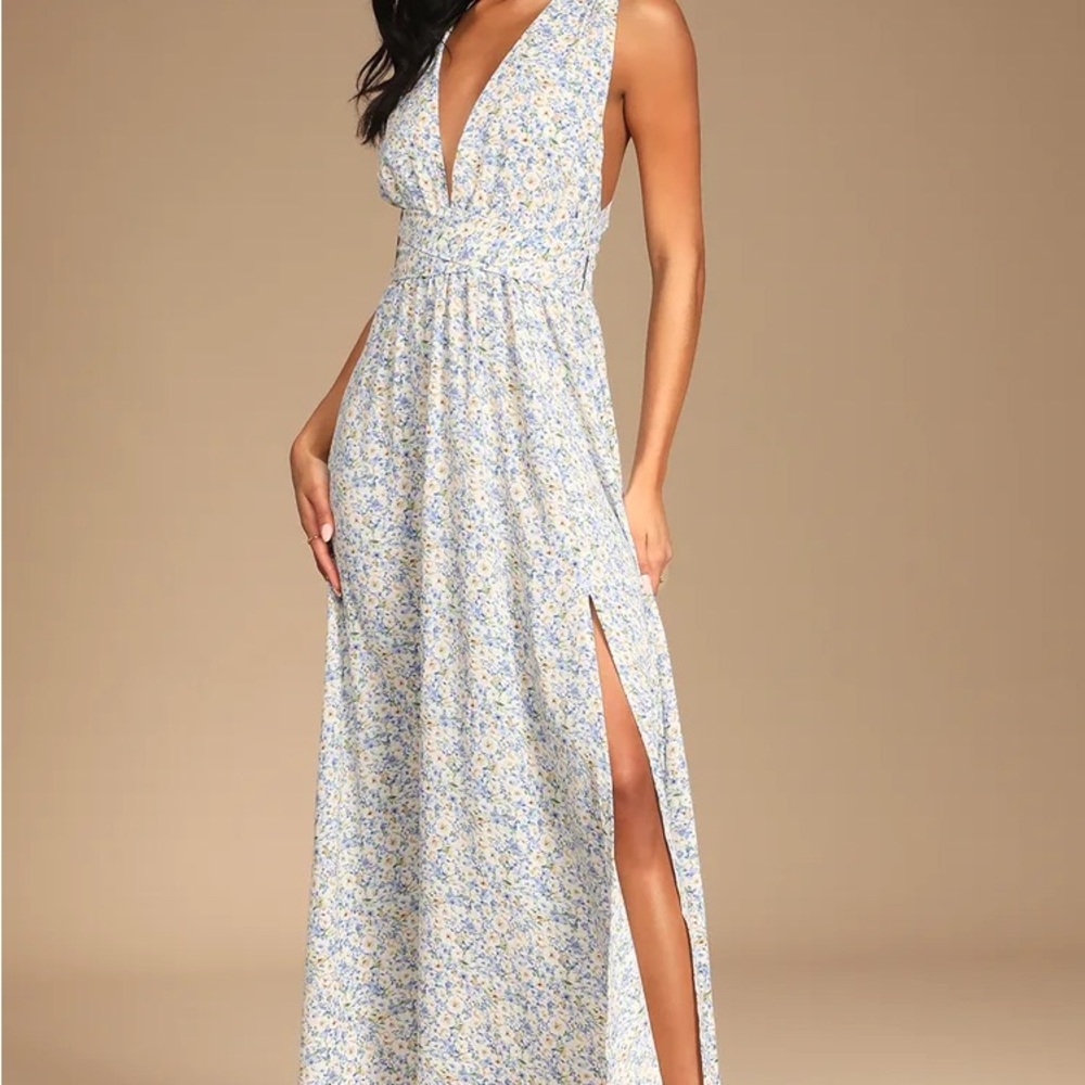 NWT Floral Maxi Dress in Blue and White